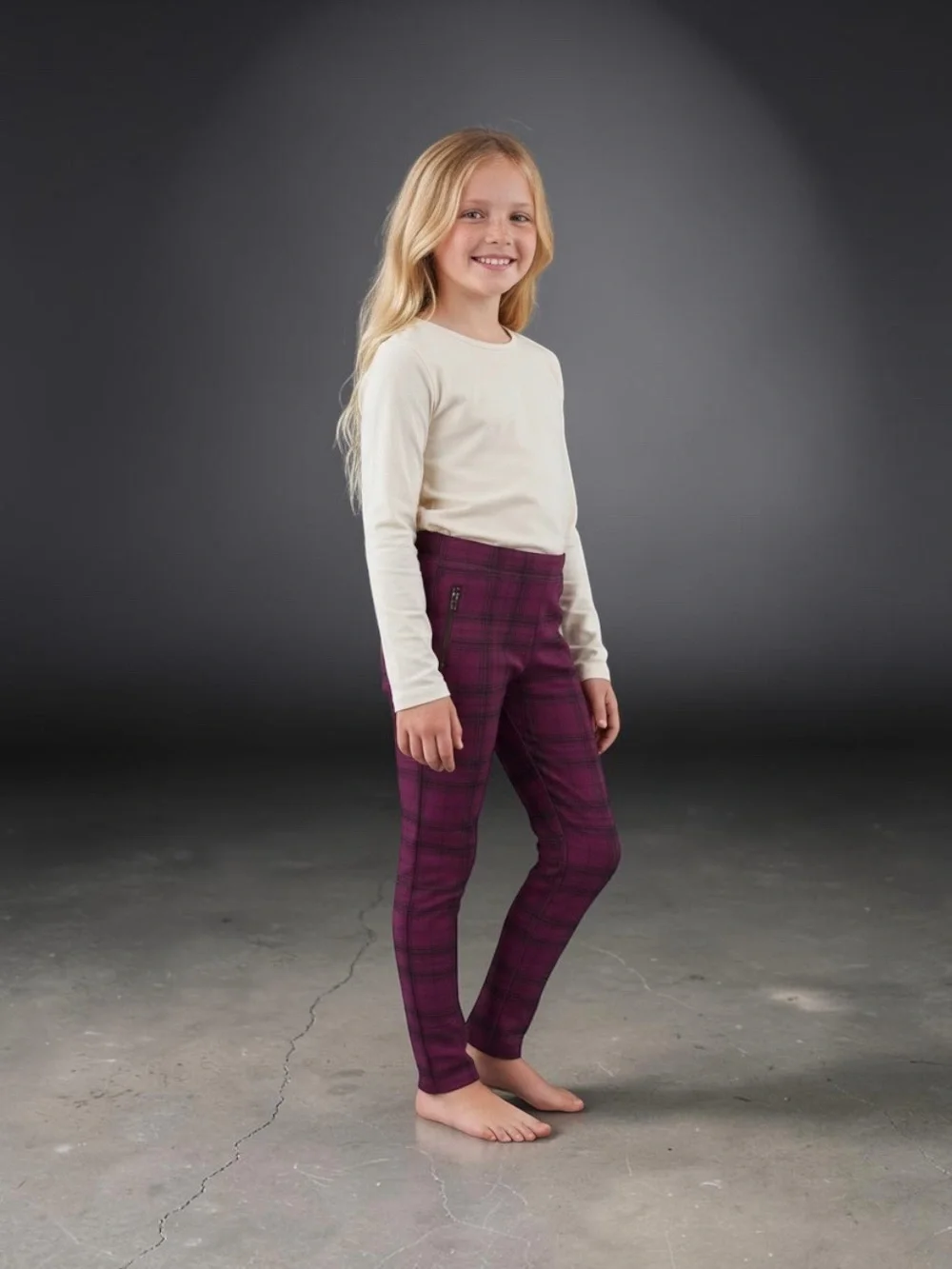 The Children’s Place Girls 8 Burgundy Plaid Ponte Jeggings Skinny Zip Pants
